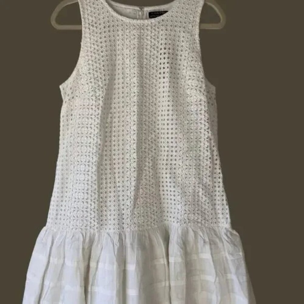 J CREW White Eyelet Sleeveless Short Dress Size XS